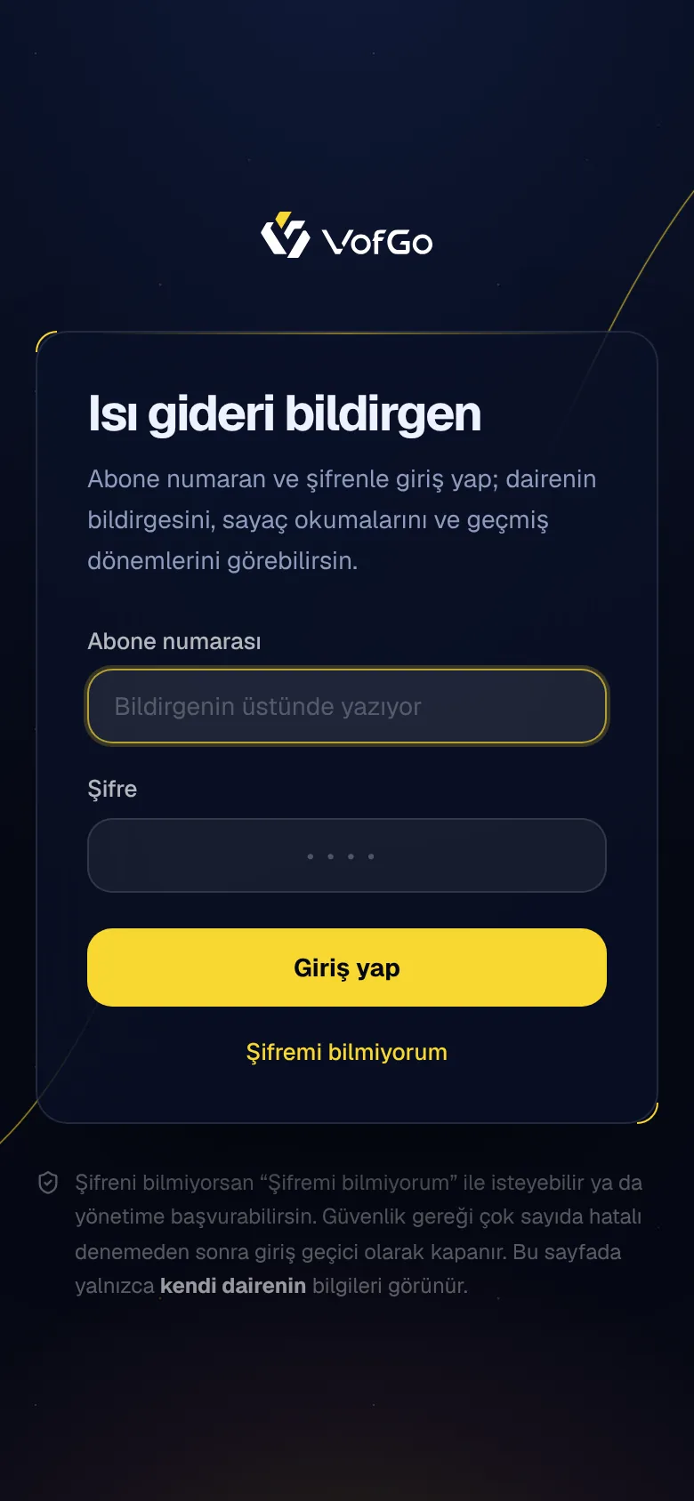 VofGo sakin portalı mobil görünüm